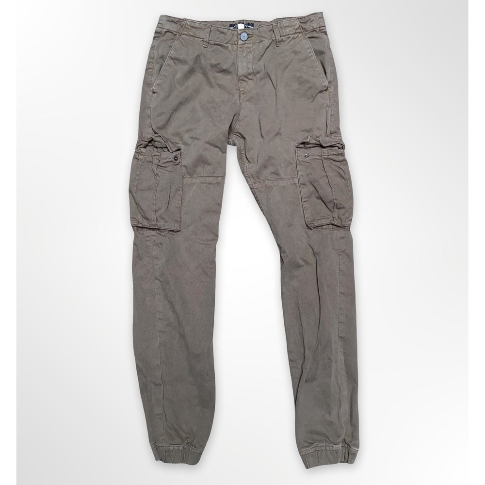 Guess Cargo Jogger Pants Womens Size 16 Brown Garment Dyed Utility Casual